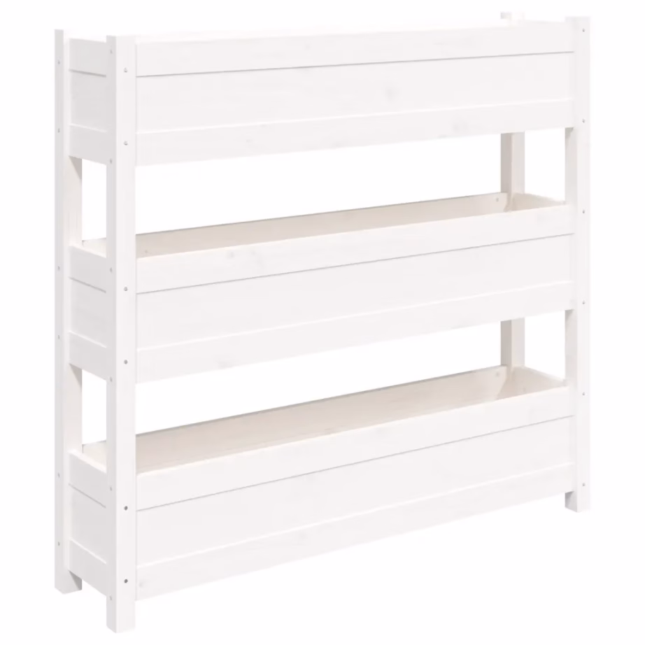 Vertikaalne männipuidust taimekast 3 istutuskastiga, valge, 112 x 25 x 104,5 cm – 2