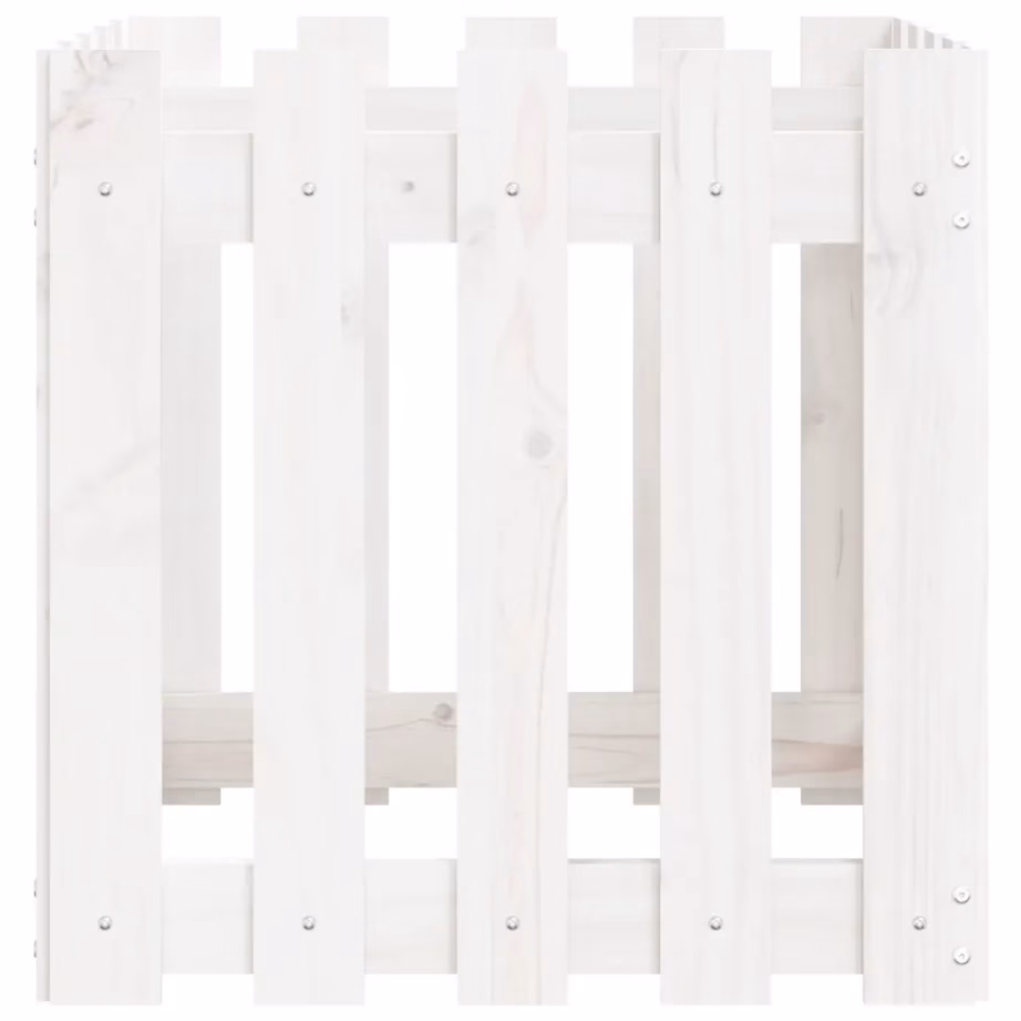 Valge aiapiirde stiilis männipuidust taimekast, 50 x 50 x 50 cm – 6