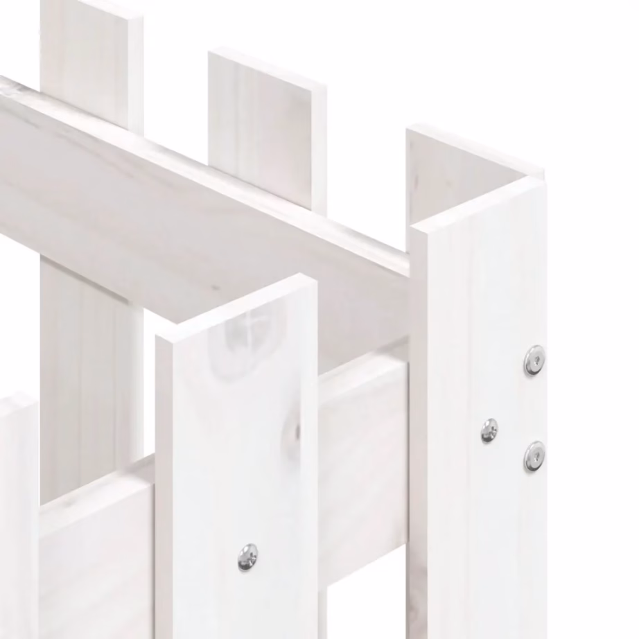 Valge aiapiirde stiilis männipuidust taimekast, 50 x 50 x 50 cm – 7