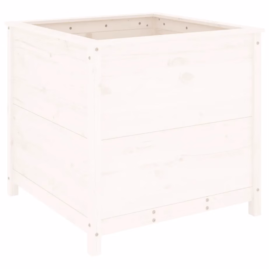Valge männipuidust aia taimekast, 82,5 x 82,5 x 78 cm – 2