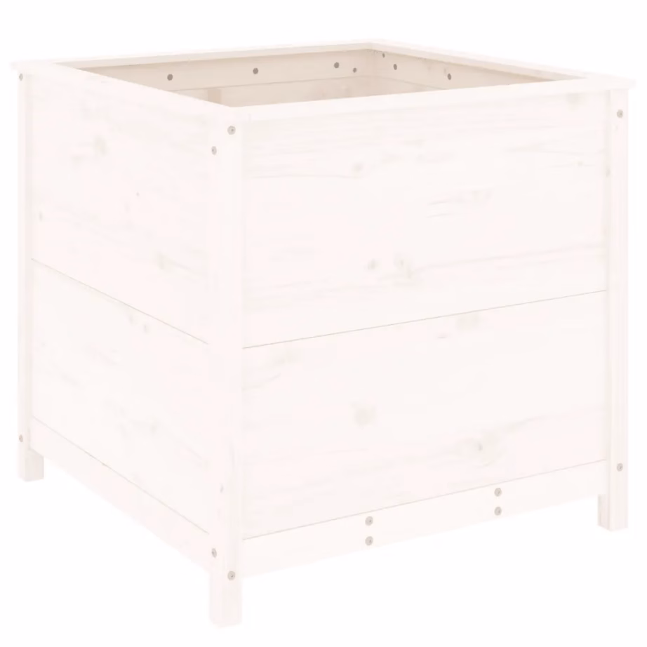 Valge männipuidust aia taimekast, 82,5 x 82,5 x 78 cm – 6