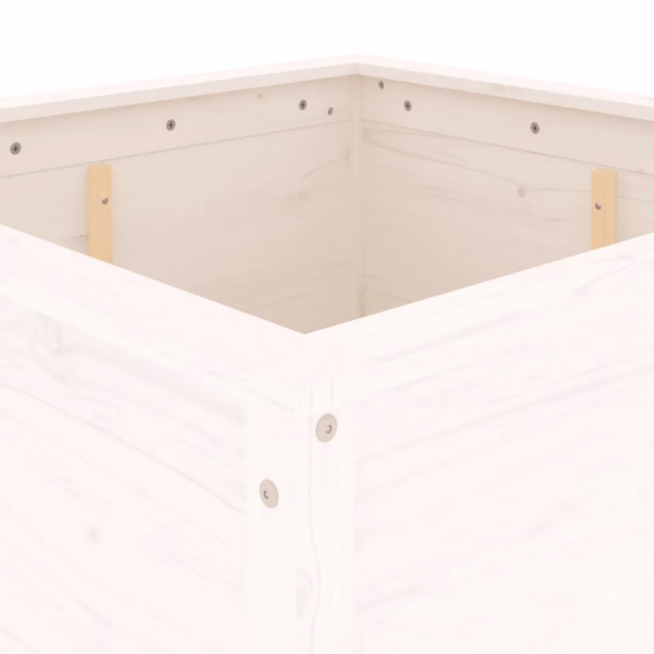 Valge männipuidust aia taimekast, 82,5 x 82,5 x 78 cm – 7