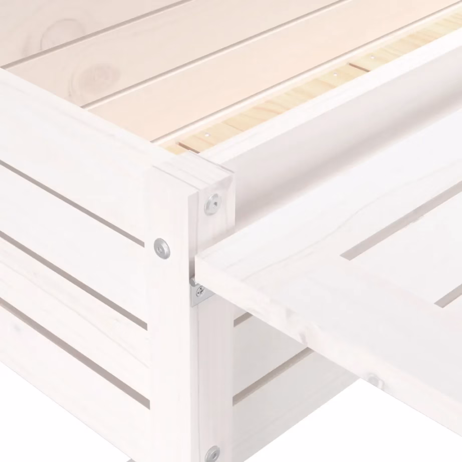 Kokkupandava lauaplaadiga kõrgendatud aia taimekast, valge männipuidust, 84 x 73 x 75 cm – 9