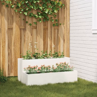 Metallist aia istutuskast, valge, külmvaltsitud teras, 100 x 60 x 45 cm