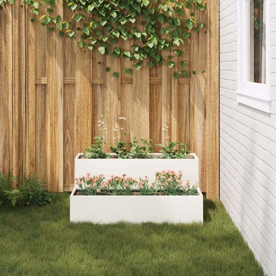 Metallist aia istutuskast, valge, külmvaltsitud teras, 100 x 60 x 45 cm – 4