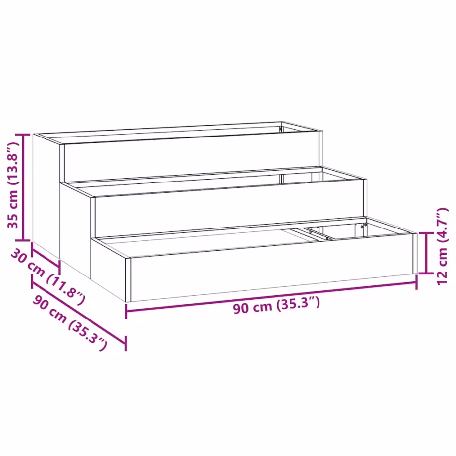 Valge metallist aiakast rõdule ja aeda, külmvaltsitud teras, 90 x 90 x 35 cm – 12