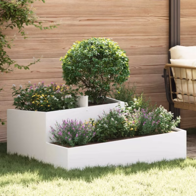 Valge metallist istutuskast aeda, külmvaltsitud teras, 100 x 100 x 50 cm