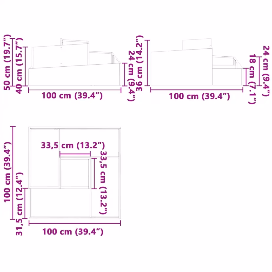 Valge metallist istutuskast aeda, külmvaltsitud teras, 100 x 100 x 50 cm – 12