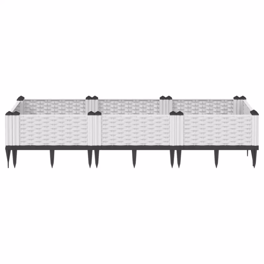 Modulaarne rotangimustriga taimekast, valge PP, 125 x 40 x 28,5 cm – 3