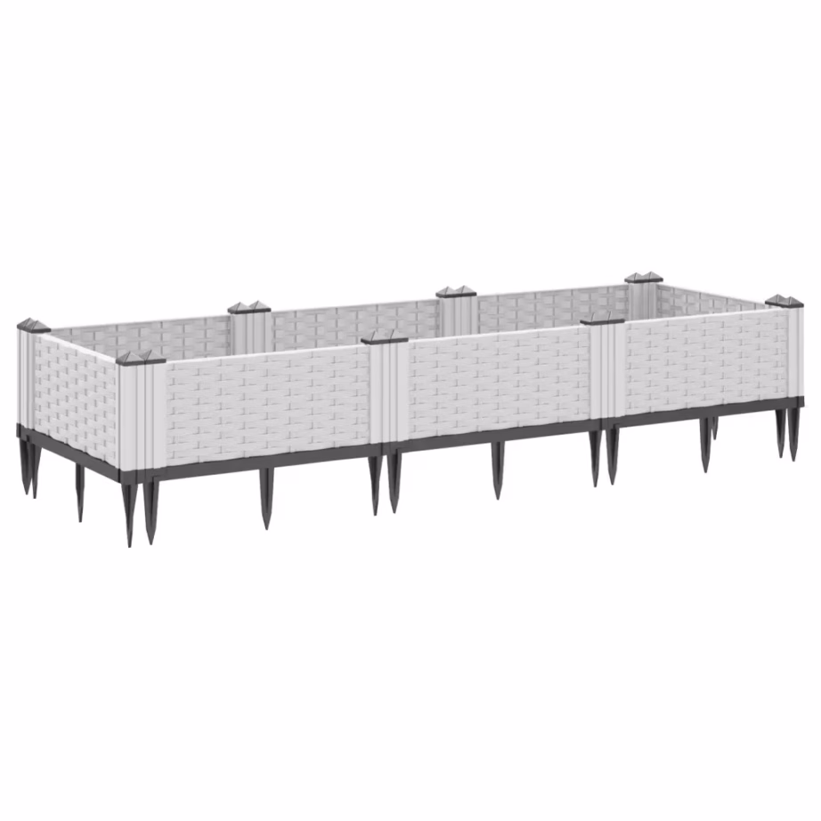 Modulaarne rotangimustriga taimekast, valge PP, 125 x 40 x 28,5 cm – 5