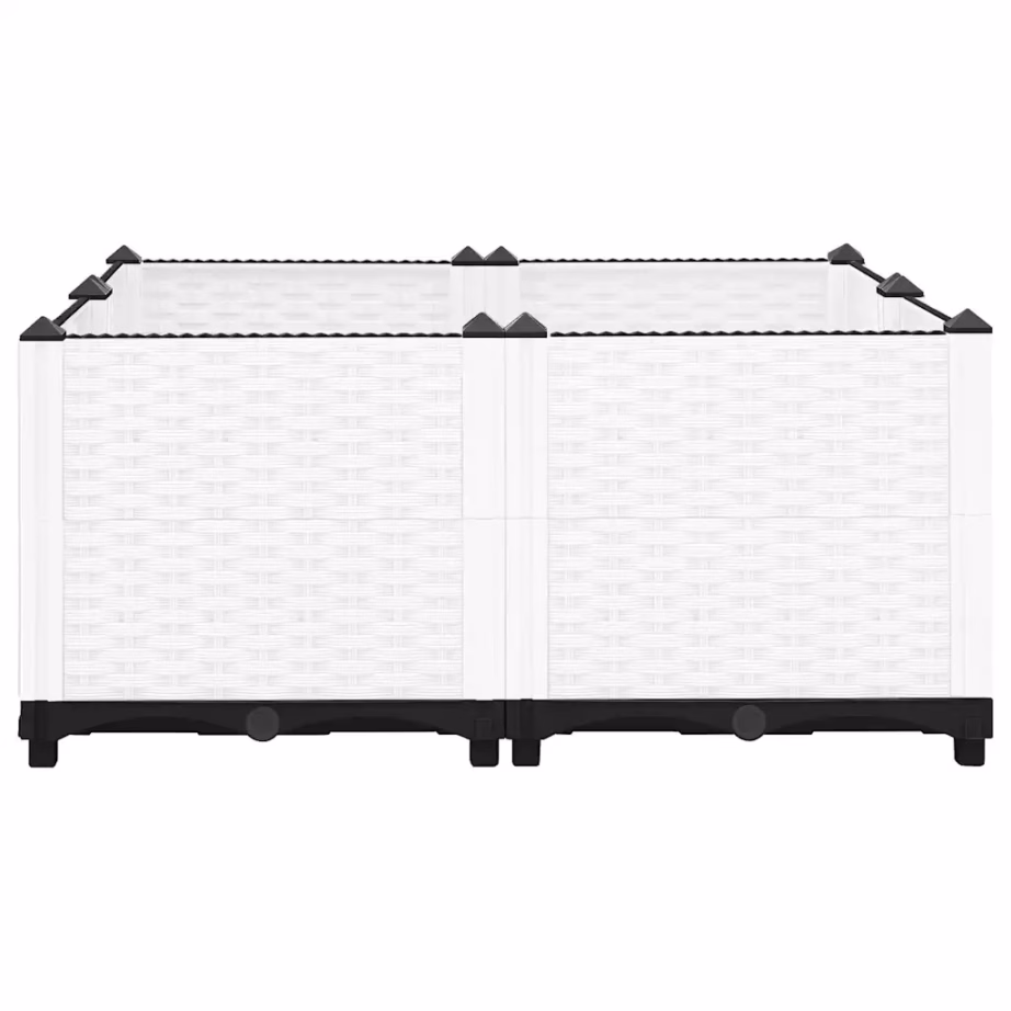 Taimelava rotangimustriga, valge polüpropüleen, 80 x 80 x 38 cm – 3