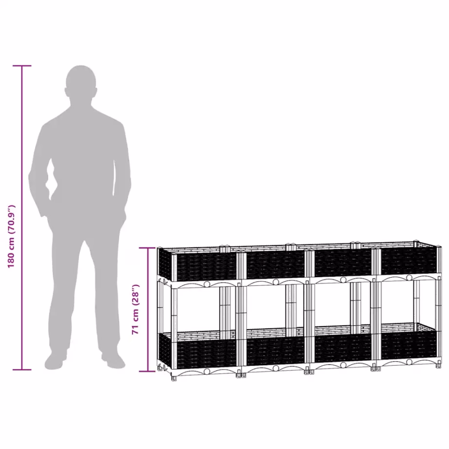 Valge polüpropüleenist taimelava rotangimustriga, 160 x 40 x 71 cm – 8