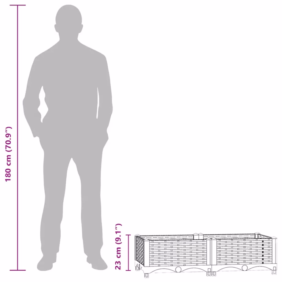 Valge polüpropüleenist taimelava rotangimustriga, 80 x 40 x 23 cm – 9