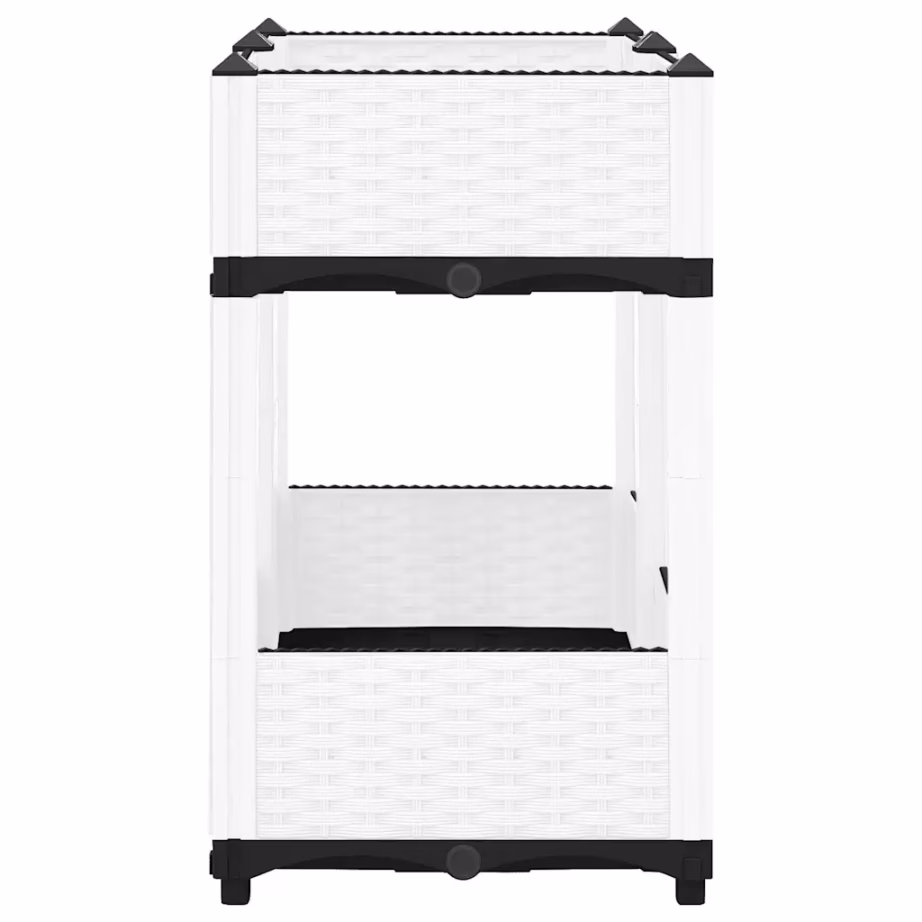 Taimelava rotangimustriga, valge polüpropüleen, 80 x 40 x 71 cm – 4