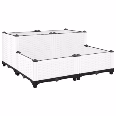 Rotangimustriga taimelava, valge polüpropüleen, 80 x 80 x 38 cm