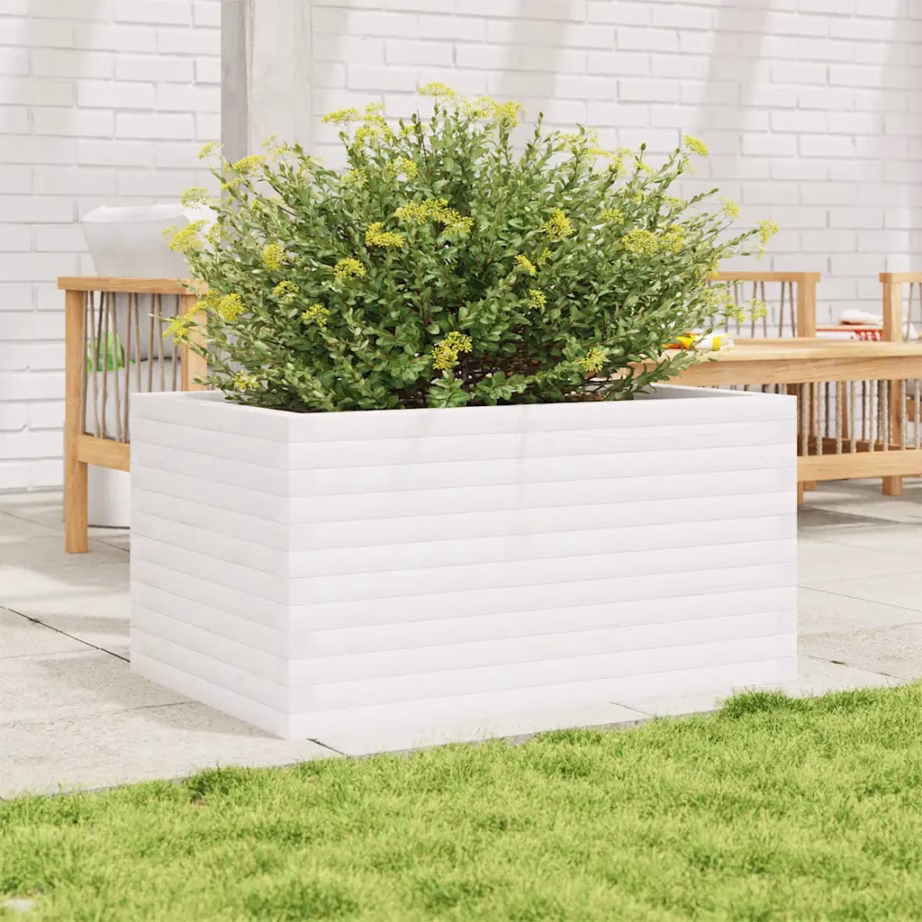 Valge männipuidust aia taimekast, 90 x 60 x 46 cm – 3