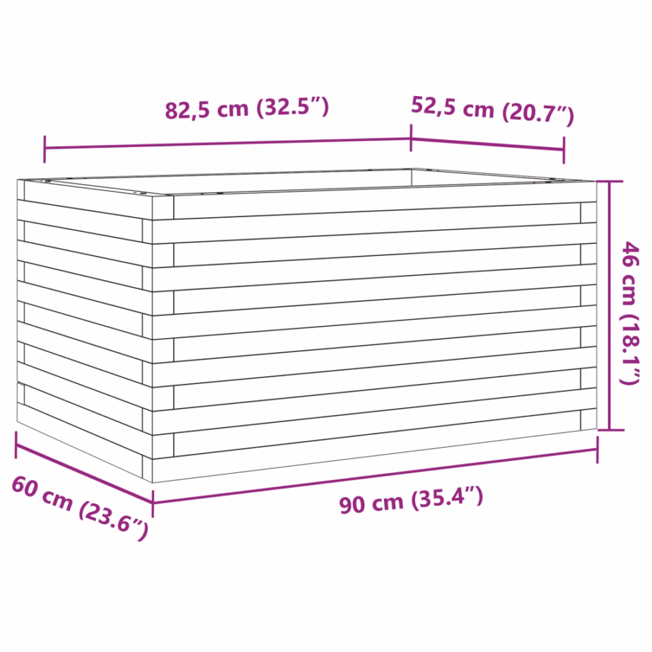Valge männipuidust aia taimekast, 90 x 60 x 46 cm – 10
