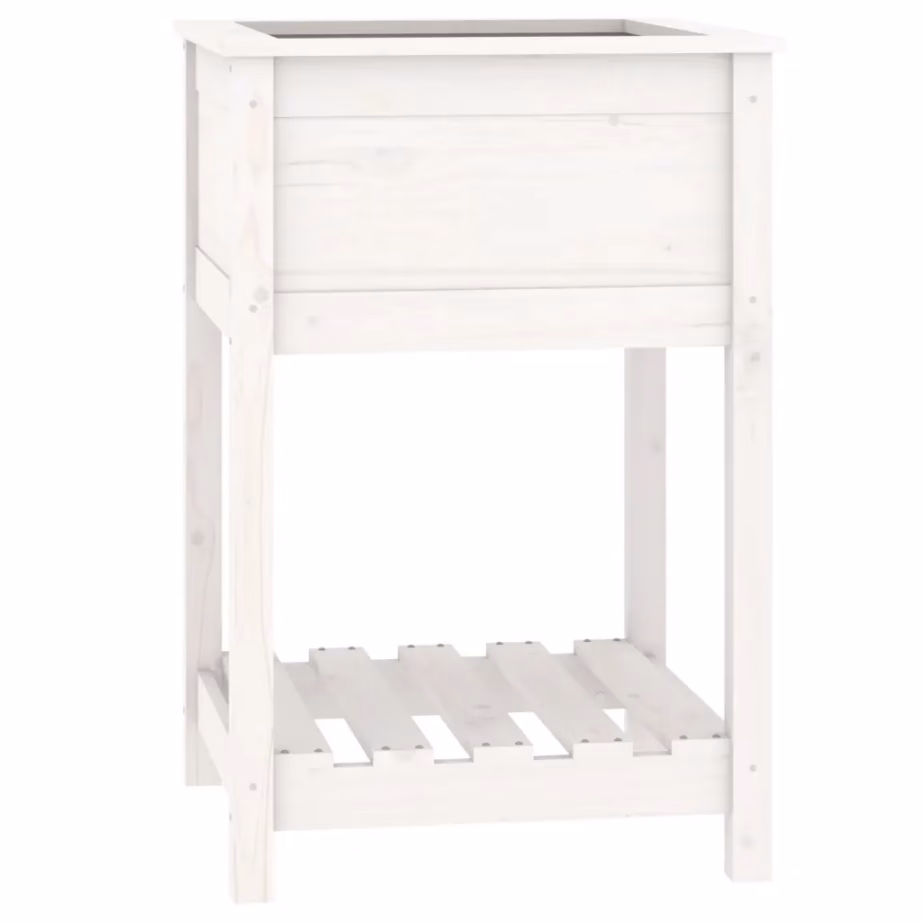 Valge männipuidust riiuliga taimekast, 54 x 54 x 81 cm – 2