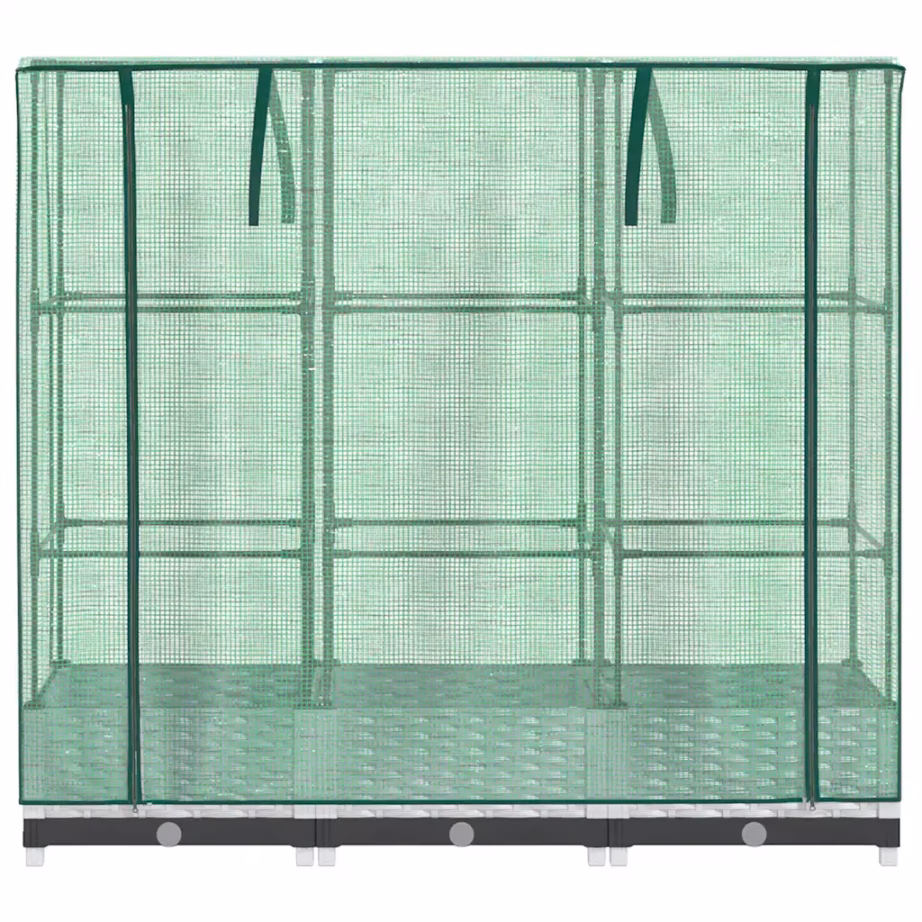 Kõrgendatud taimekast kasvuhoonekattega, rotangiimitatsioon, valge, 120 x 40 x 123 cm – 4