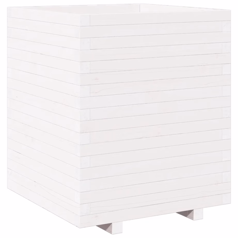 Valge täismännipuidust aia taimekast, 60 x 60 x 72,5 cm – 2