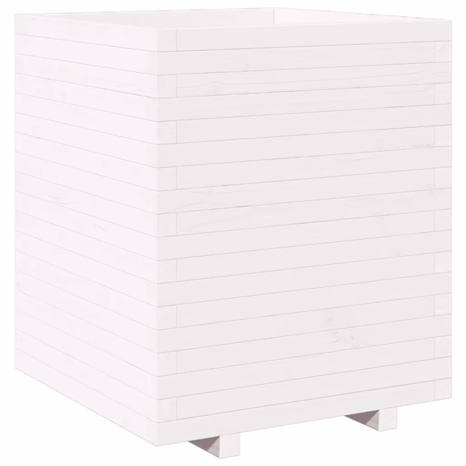 Valge täismännipuidust aia taimekast, 60 x 60 x 72,5 cm – 7