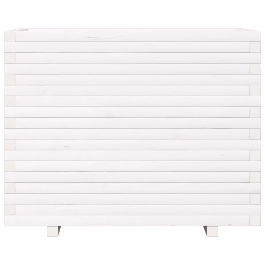 Valge täismännipuidust aia taimekast, 90 x 60 x 72,5 cm – 5