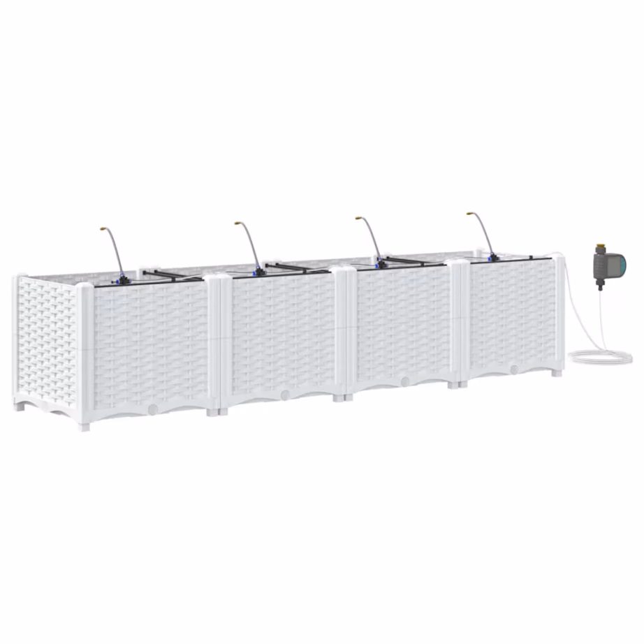 Valge terasest aia istutuskast kastmissüsteemiga, 4 osa, 160 x 40 x 37,5 cm – 2