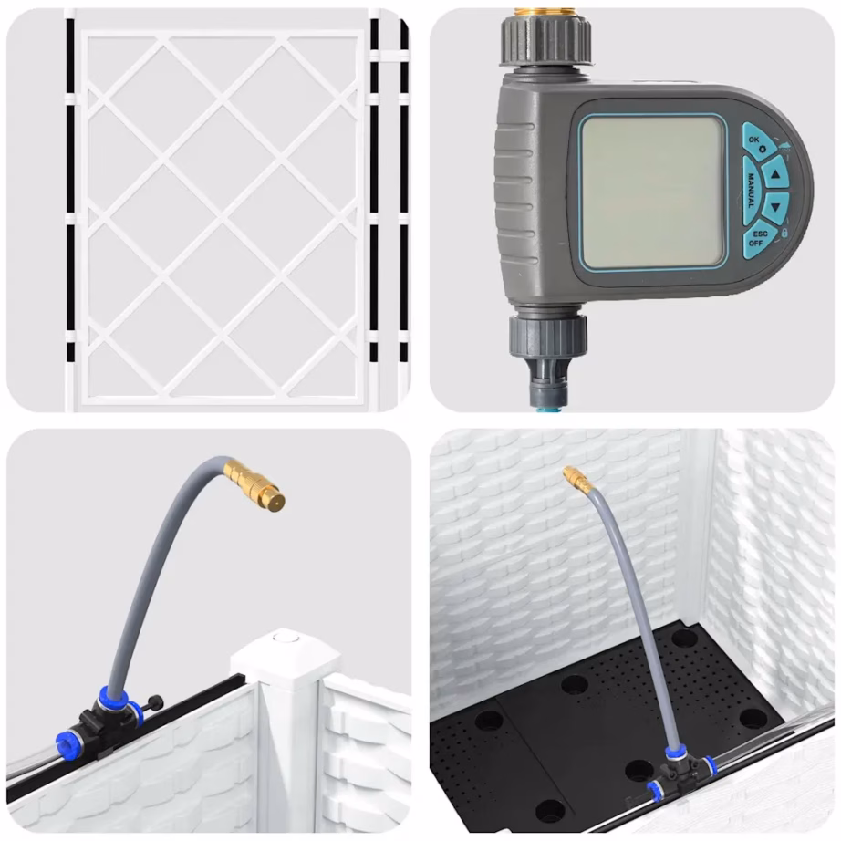 Valge terasest aia istutuskast trelliseinaga, 40 x 40 x 142 cm – 9