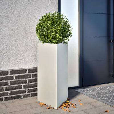 Valge terasest aia taimekast põhjaga, 40 x 34,5 x 70 cm