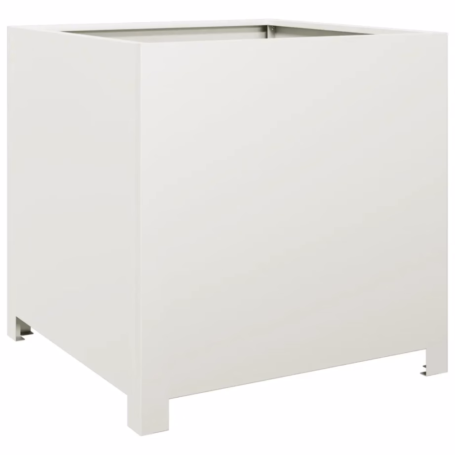 Valge terasest aia taimekast põhjaga, 50 x 50 x 50 cm – 6