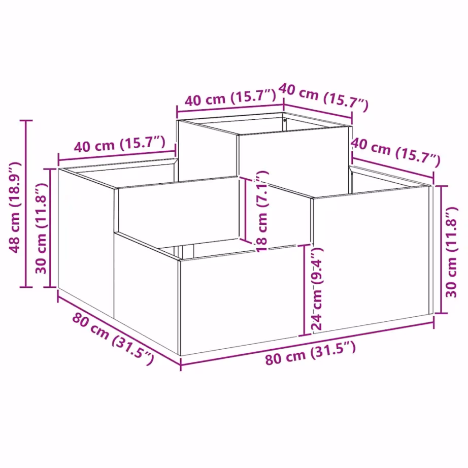 Valge terasest aiataimekast, 80 x 80 x 48 cm – 11