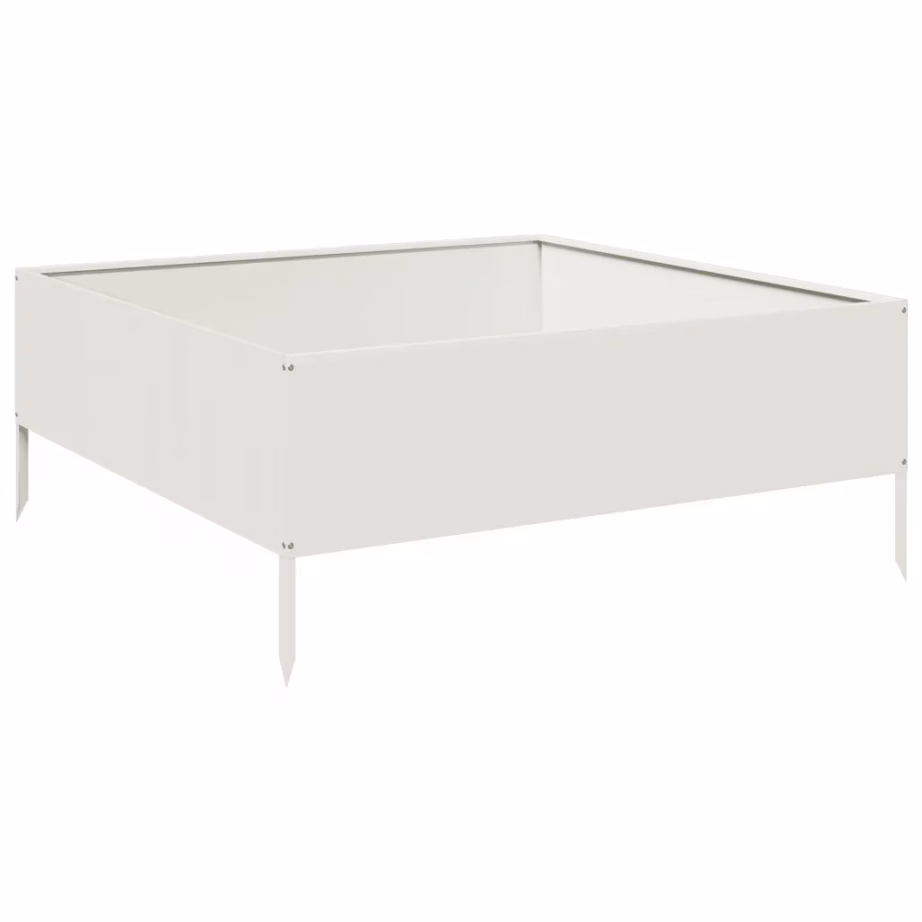 Kõrgendatud aiataimelava avatud põhjaga, valge teras, 100 x 100 x 25 cm – 2