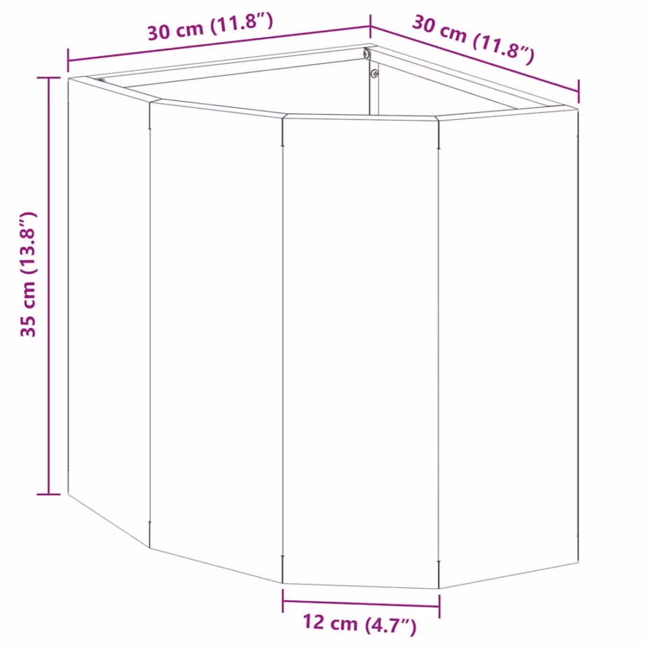Nurga istutuskast, valge teras, 30 x 30 x 35 cm – 12