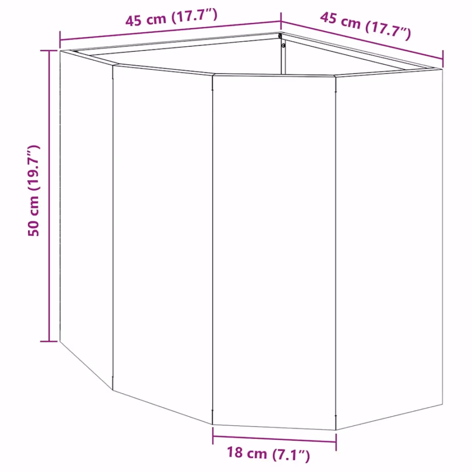 Valge terasest nurgeline istutuskast, 45 x 45 x 50 cm – 12