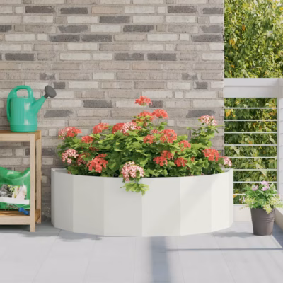 Poole ringi taimekast, valge teras, 120 x 60 x 35 cm