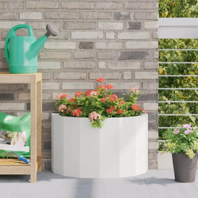Poole ringi taimekast välitingimustesse, valge teras, 60 x 30 x 35 cm