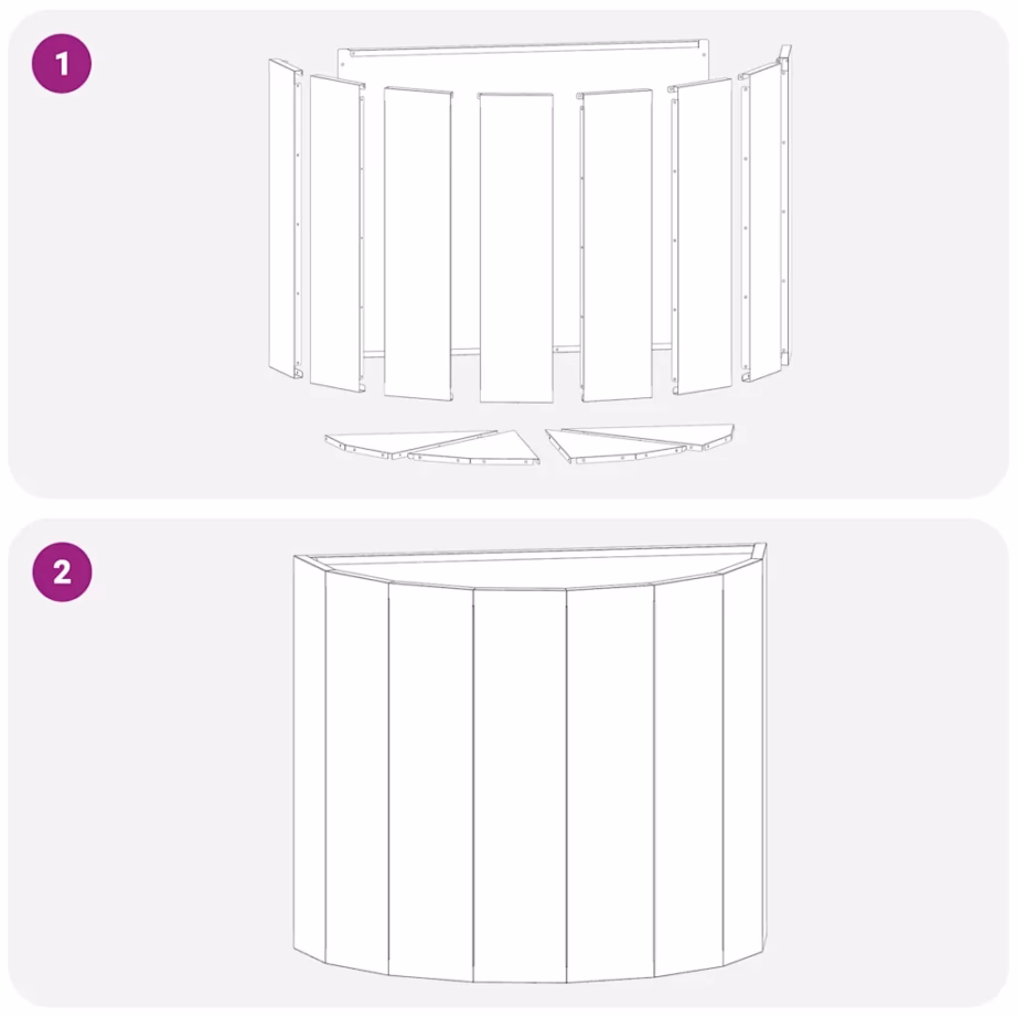 Poolringikujuline terasest taimekast, valge, 60 x 30 x 50 cm – 10