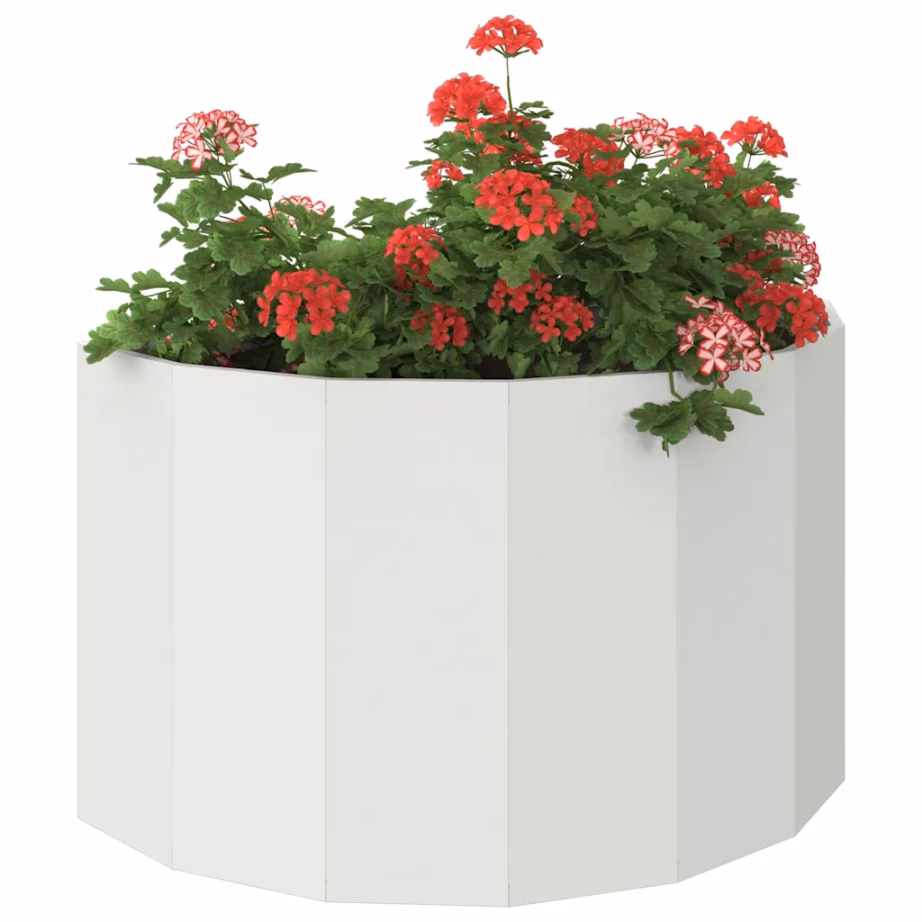 Poolringikujuline valge terasest taimekast, 90 x 45 x 50 cm – 3