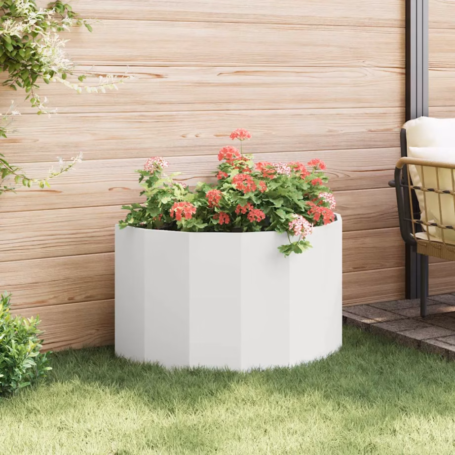 Poolringikujuline valge terasest taimekast, 90 x 45 x 50 cm – 4