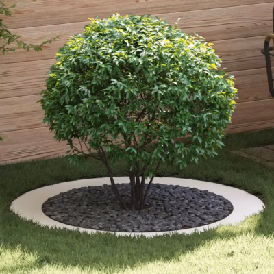 Valge lame terasest puurõngas puu aluse kaitseks, Ø90/120 cm