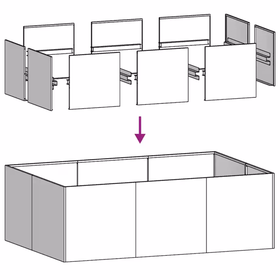 Valge terasest taimekast, avatud põhjaga, 120 x 80 x 40 cm – 6