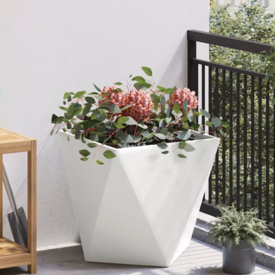 Valge terasest taimekast, 50 x 50 x 50 cm