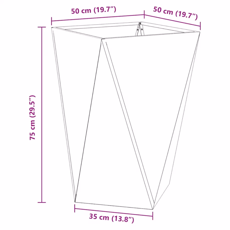 Valge terasest taimekast 50 x 50 x 75 cm õue – 10