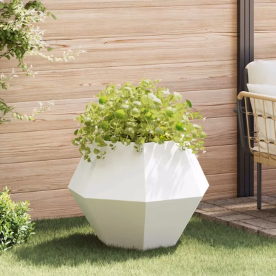 Valge terasest taimekast, 75 x 75 x 60 cm