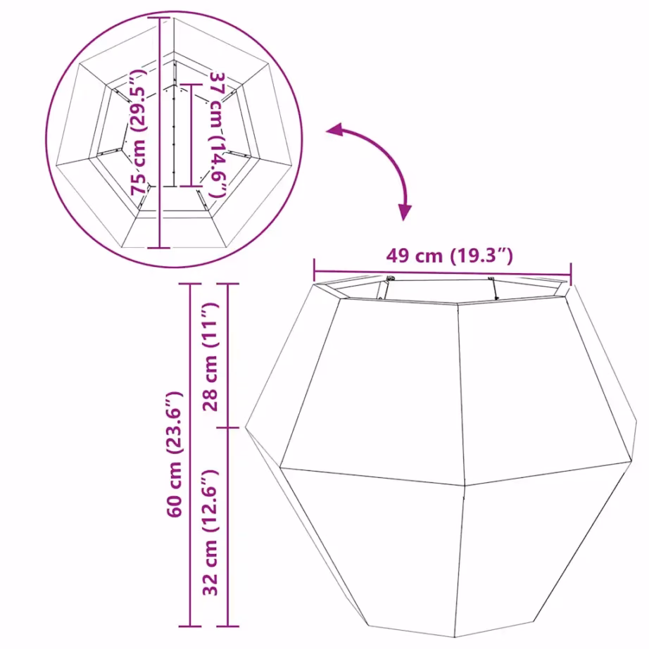 Valge terasest taimekast, 75 x 75 x 60 cm – 10