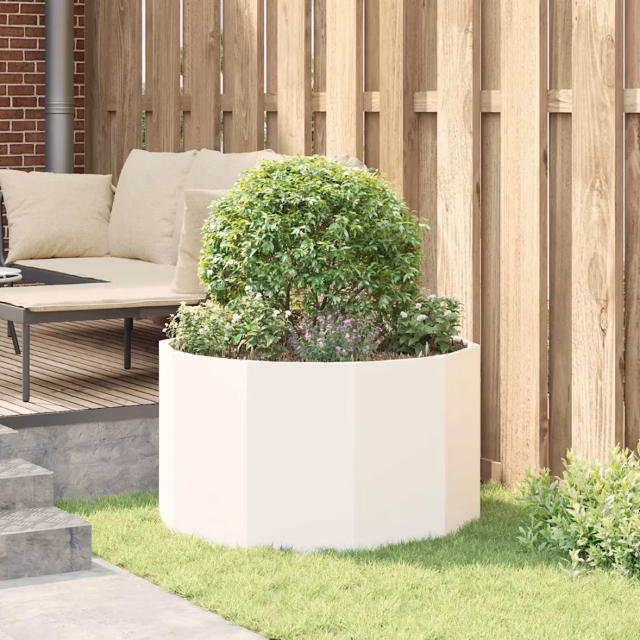 Ümmargune terasest taimekast välitingimustesse, valge, 90 x 90 x 50 cm – 4