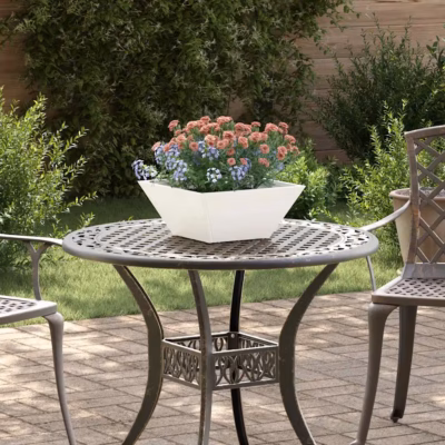 Valge külmvaltsitud terasest aiapott, trapetsikujuline, 35 x 35 x 15 cm