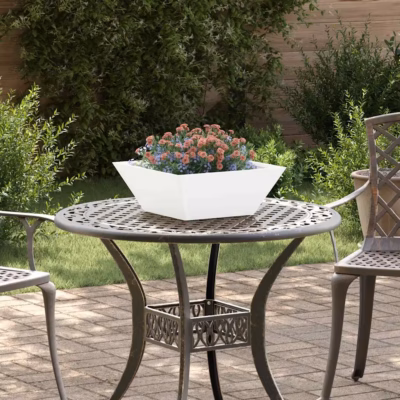 Valged trapetsikujulised metallist aia istutusnõud, 5 tk, 40 x 40 x 15 cm