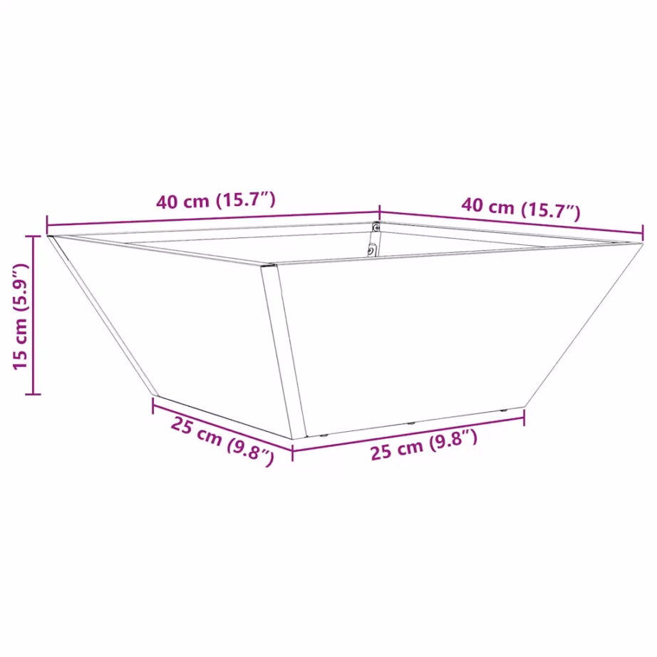 Valged trapetsikujulised metallist aia istutusnõud, 5 tk, 40 x 40 x 15 cm – 13