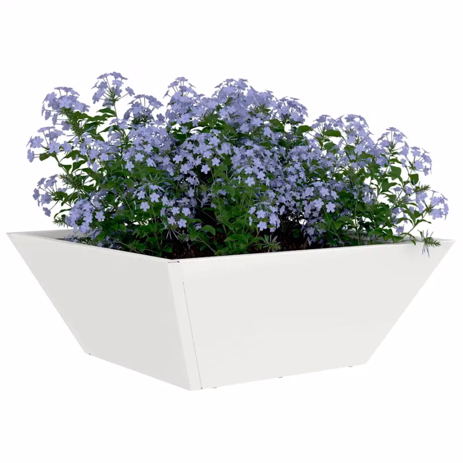 Valged trapetsikujulised metallist aia istutusnõud, 5 tk, 40 x 40 x 15 cm – 3